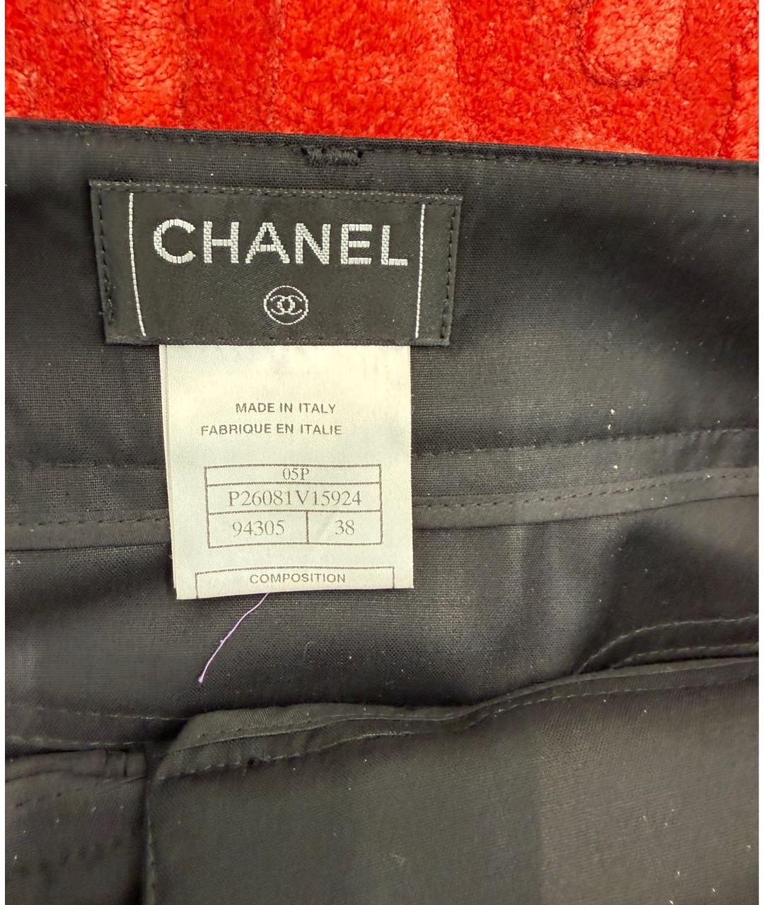 CHANEL Черные полиэстеровые брюки широкие, фото 7