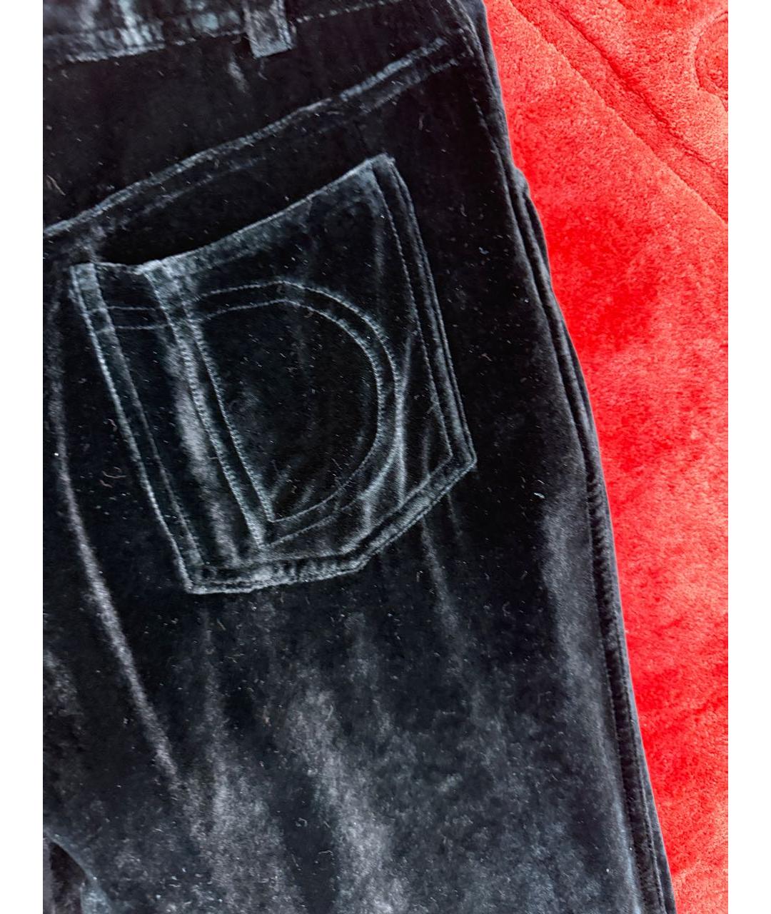 CHRISTIAN DIOR Черные велюровые прямые брюки, фото 5