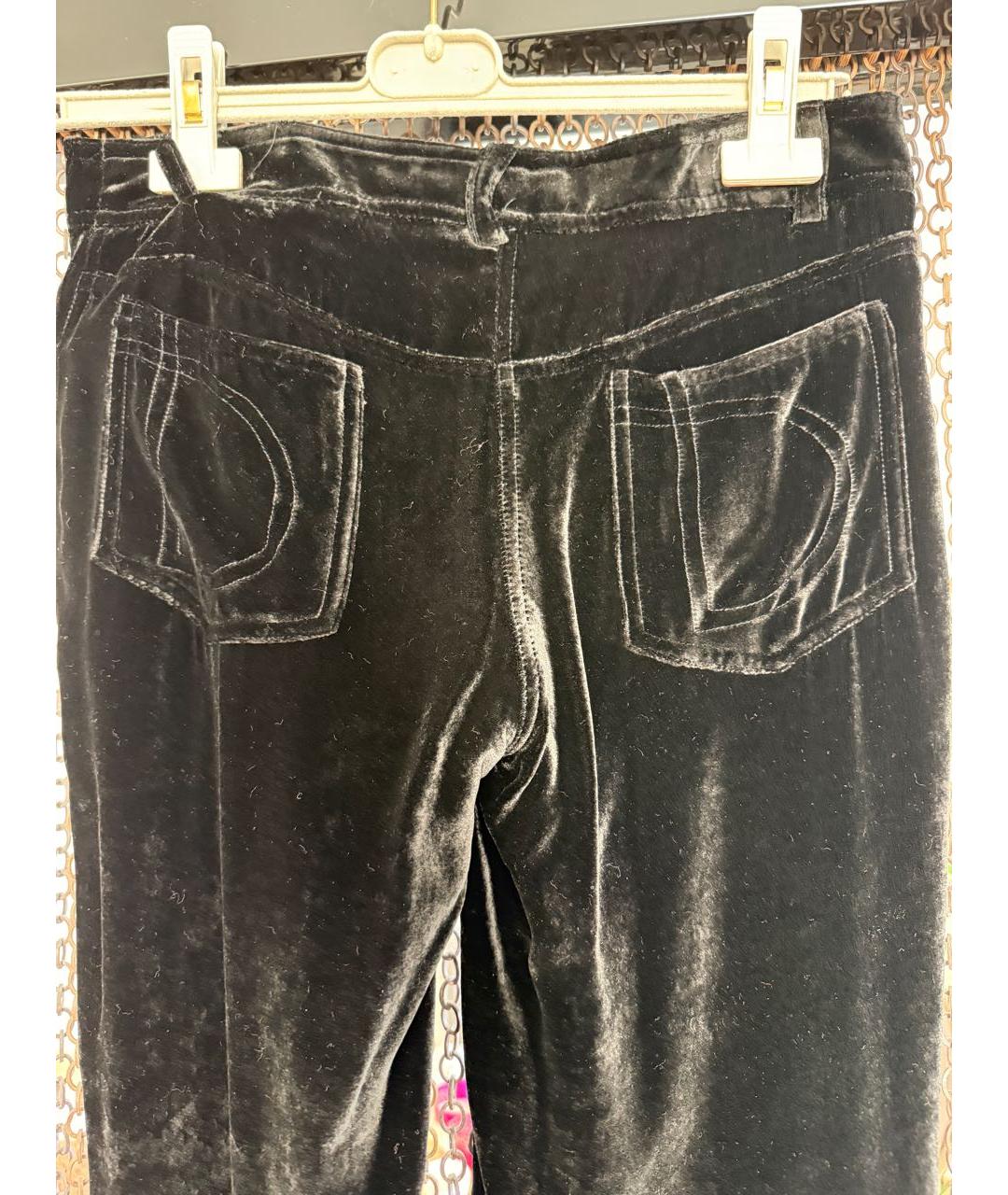 CHRISTIAN DIOR Черные велюровые прямые брюки, фото 6