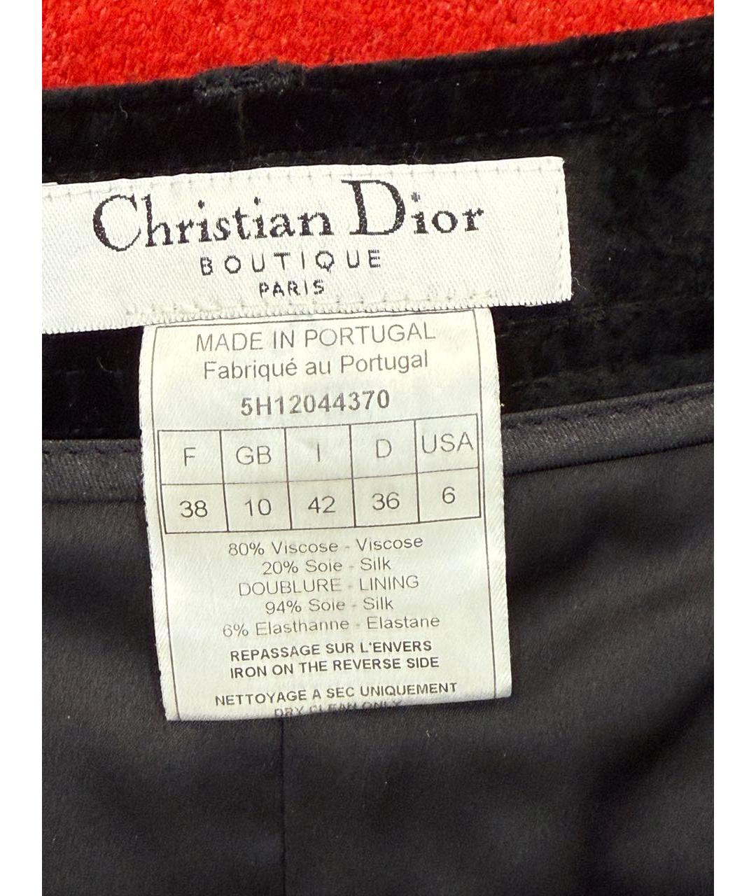 CHRISTIAN DIOR Черные велюровые прямые брюки, фото 3