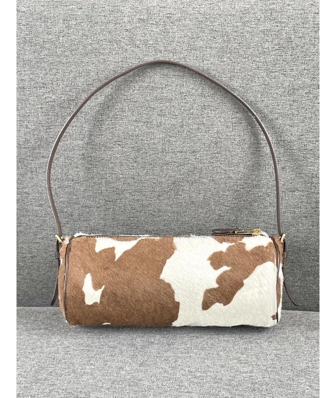 MIU MIU Коричневая кожаная сумка с короткими ручками, фото 3