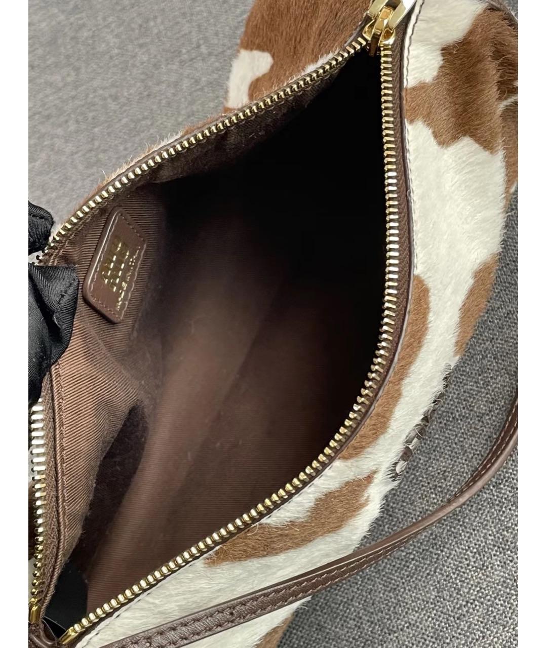 MIU MIU Коричневая кожаная сумка с короткими ручками, фото 4