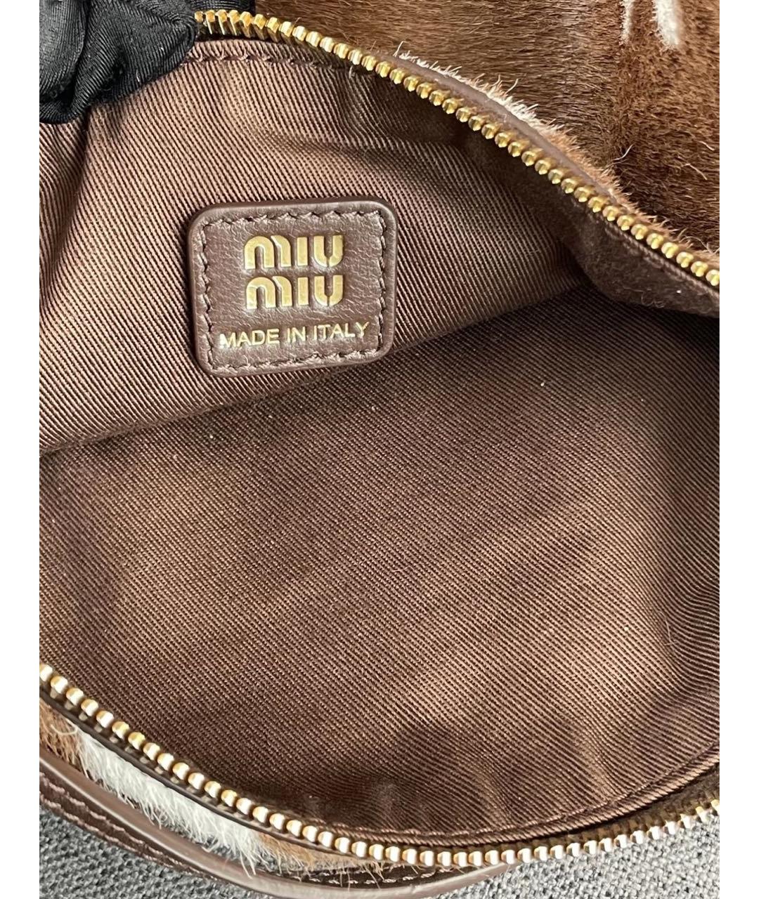 MIU MIU Коричневая кожаная сумка с короткими ручками, фото 7