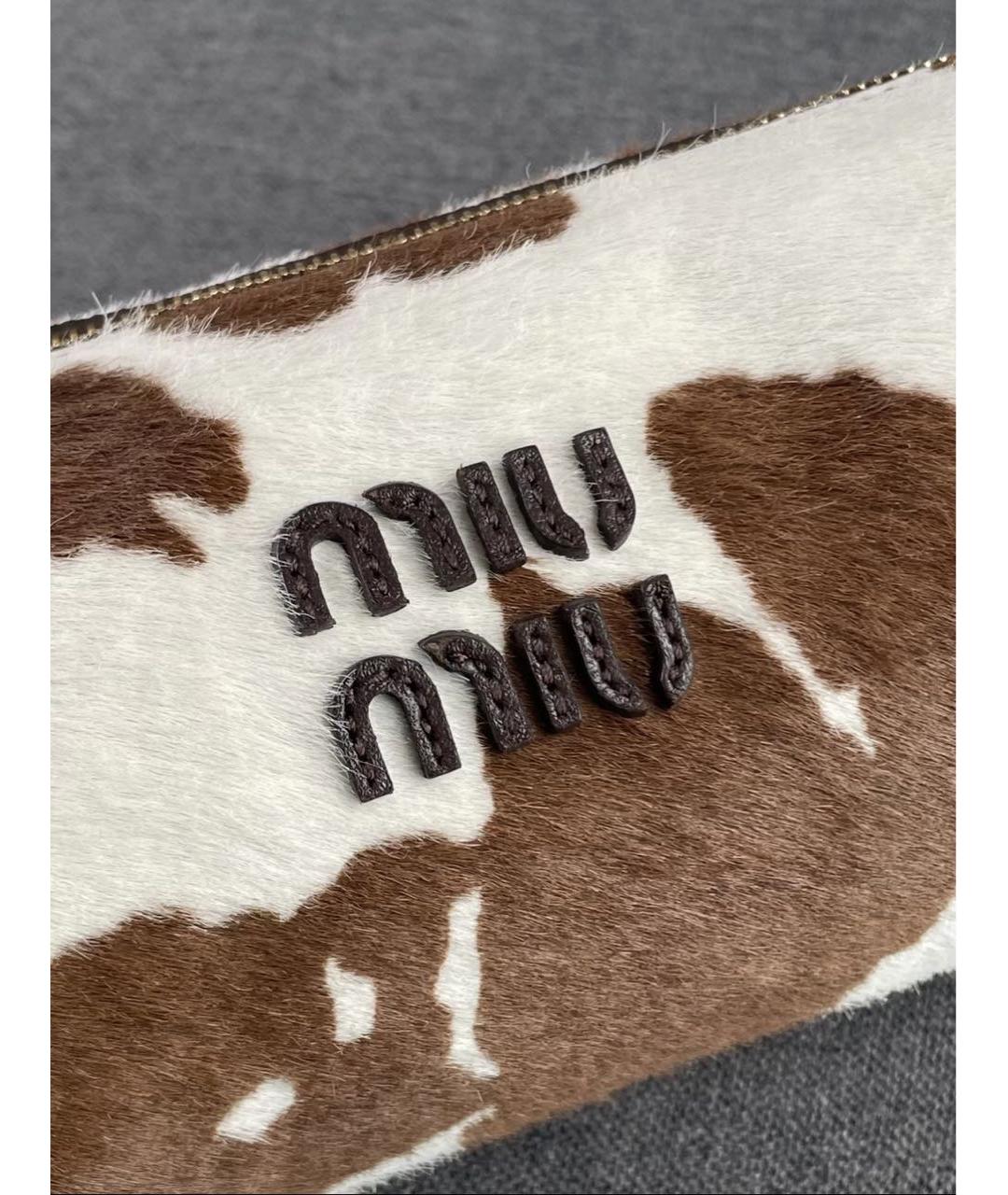 MIU MIU Коричневая кожаная сумка с короткими ручками, фото 5