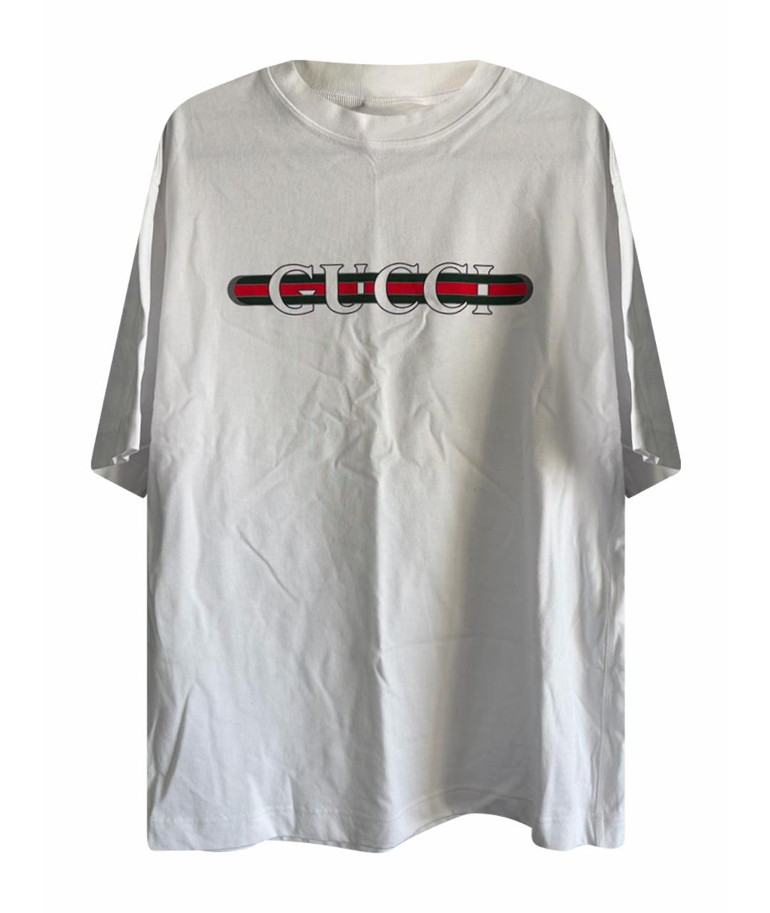 GUCCI Белая хлопковая футболка, фото 1