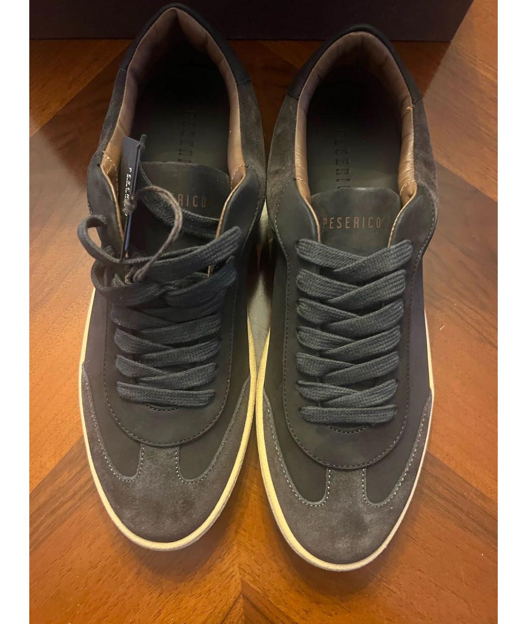 PESERICO Темно-синие кожаные низкие кроссовки / кеды, фото 3