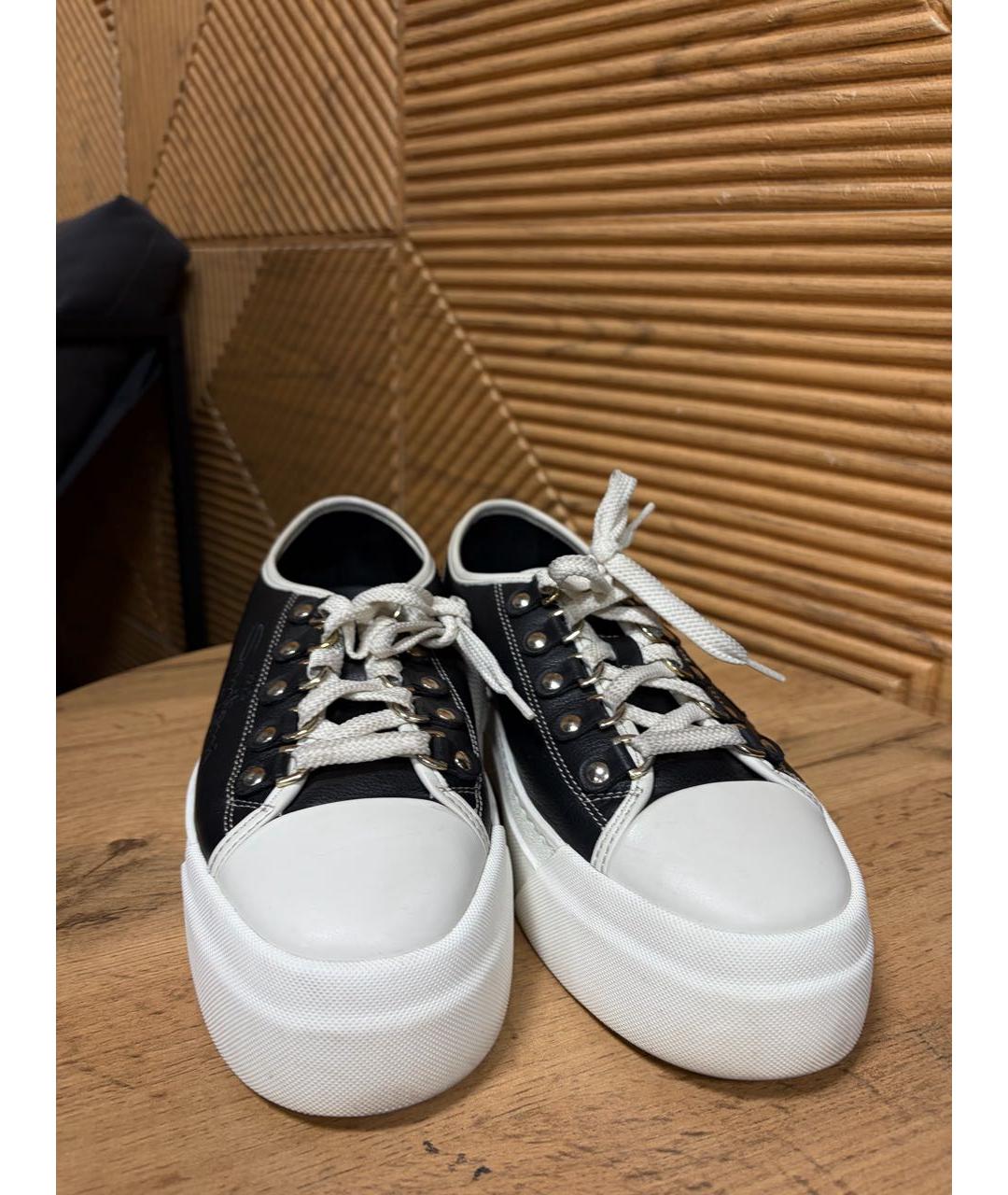 SANTONI Черные кожаные кеды, фото 5