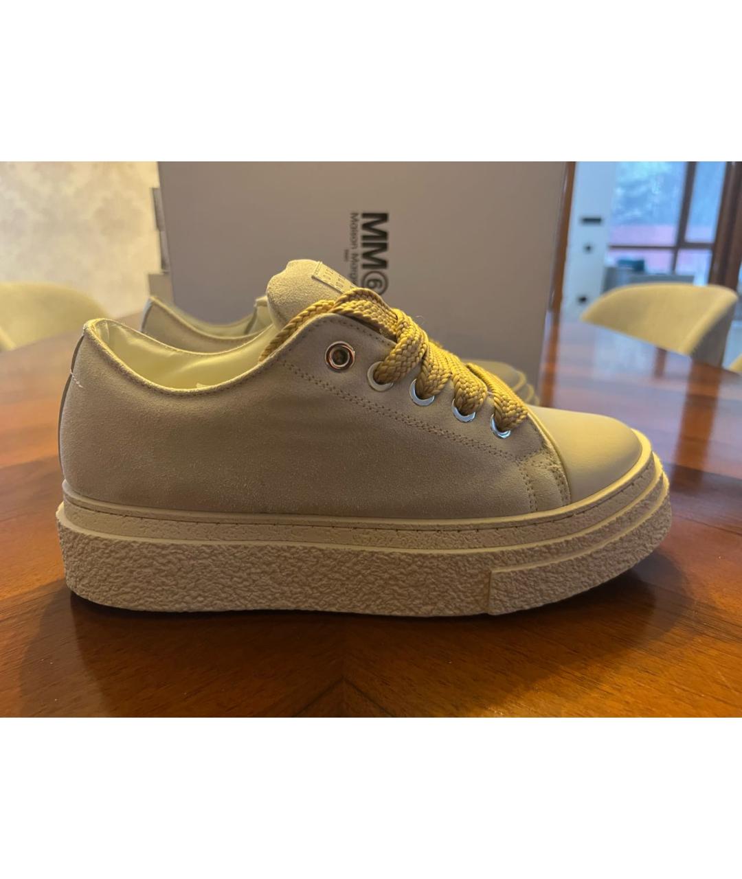 MM6 MAISON MARGIELA Бежевые замшевые кеды, фото 4