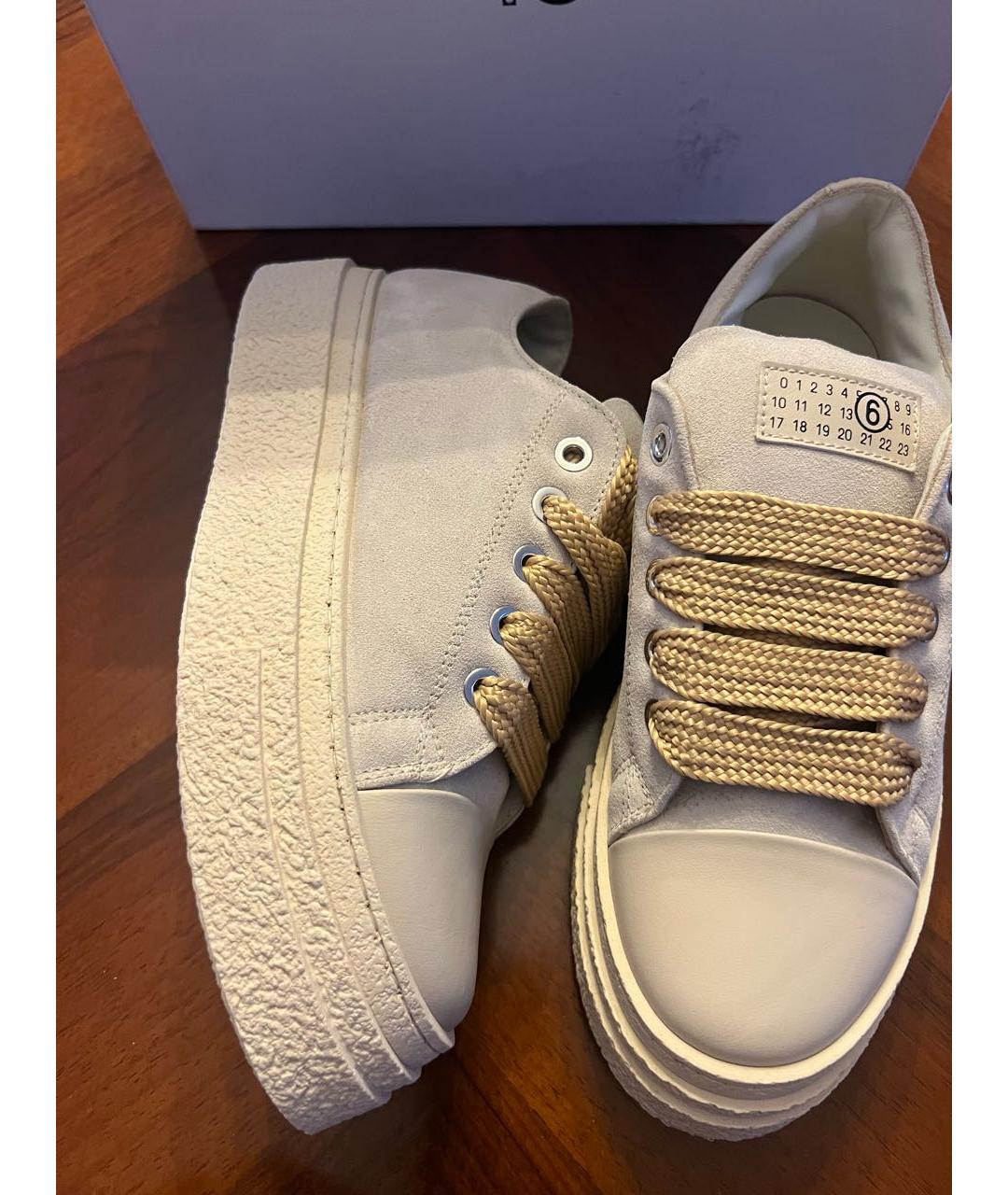 MM6 MAISON MARGIELA Бежевые замшевые кеды, фото 2