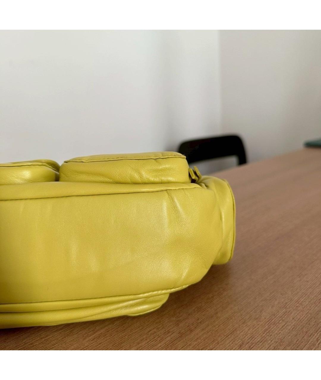 MIU MIU Желтая кожаная сумка с короткими ручками, фото 6