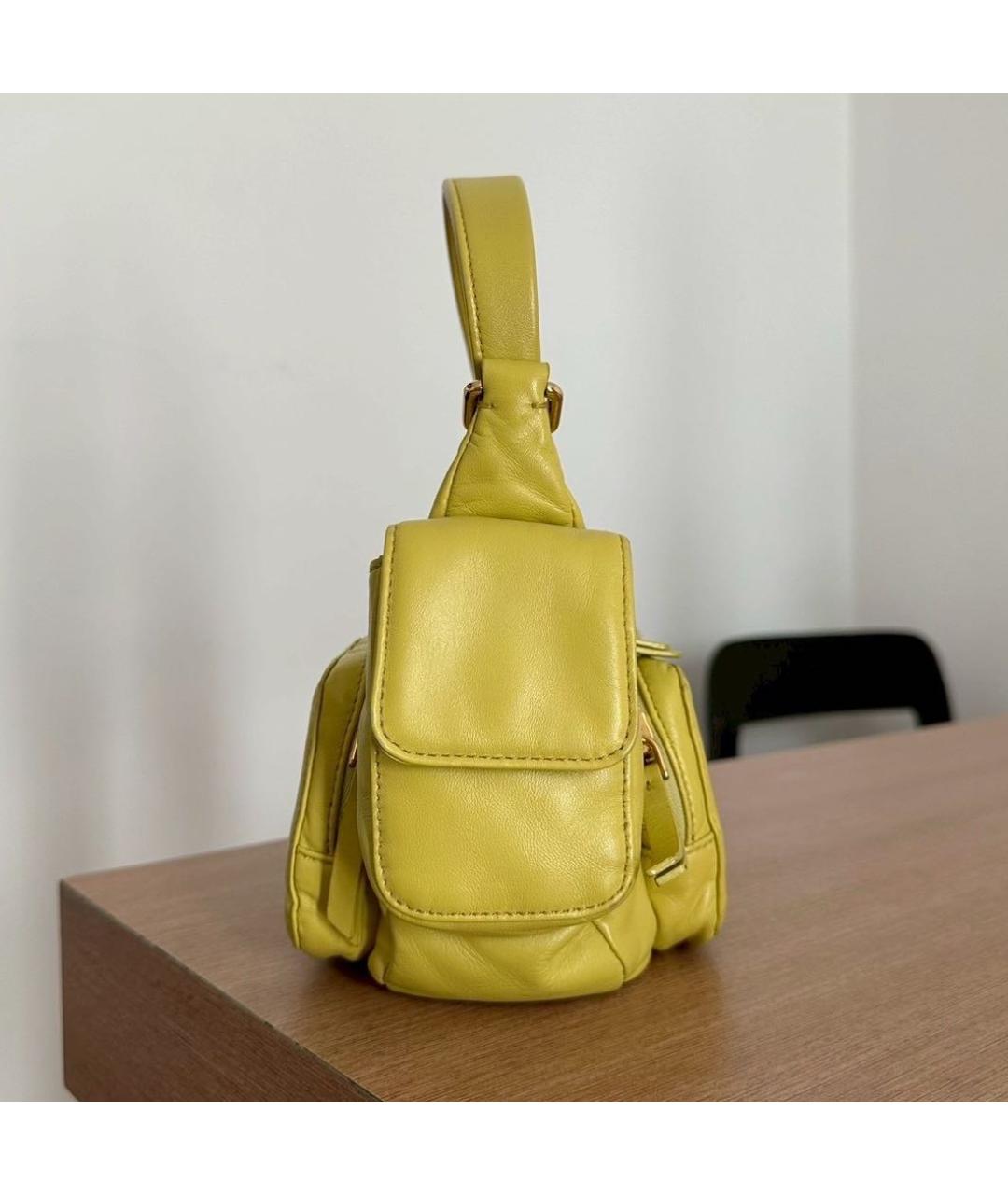 MIU MIU Желтая кожаная сумка с короткими ручками, фото 4