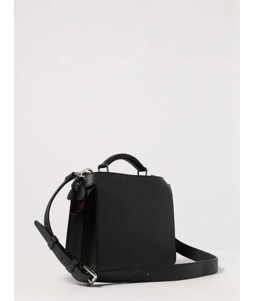 FENDI Антрацитовая кожаная сумка на плечо, фото 3