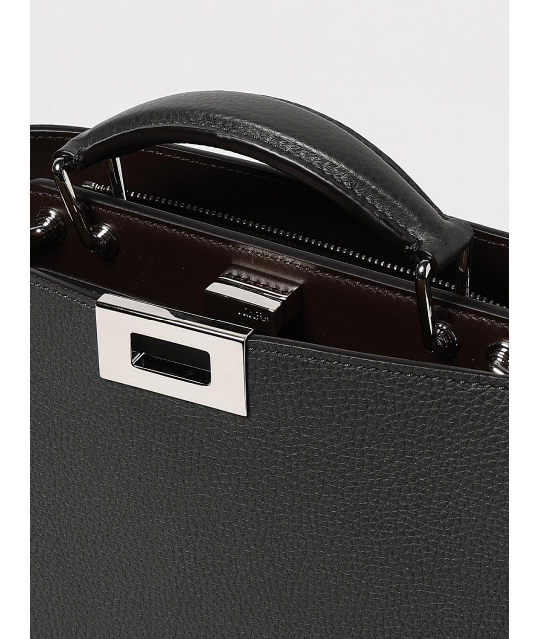 FENDI Антрацитовая кожаная сумка на плечо, фото 5