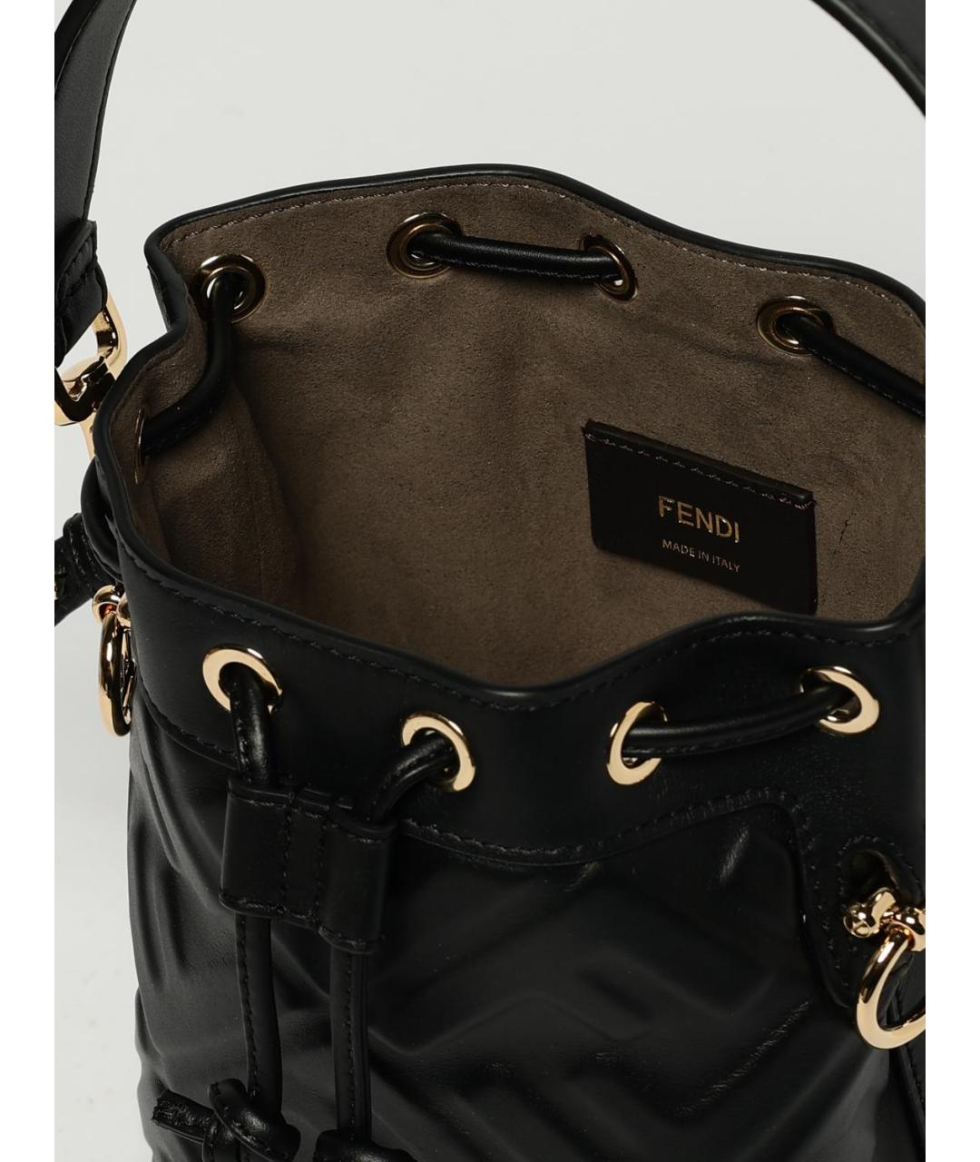 FENDI Черная кожаная сумка с короткими ручками, фото 5