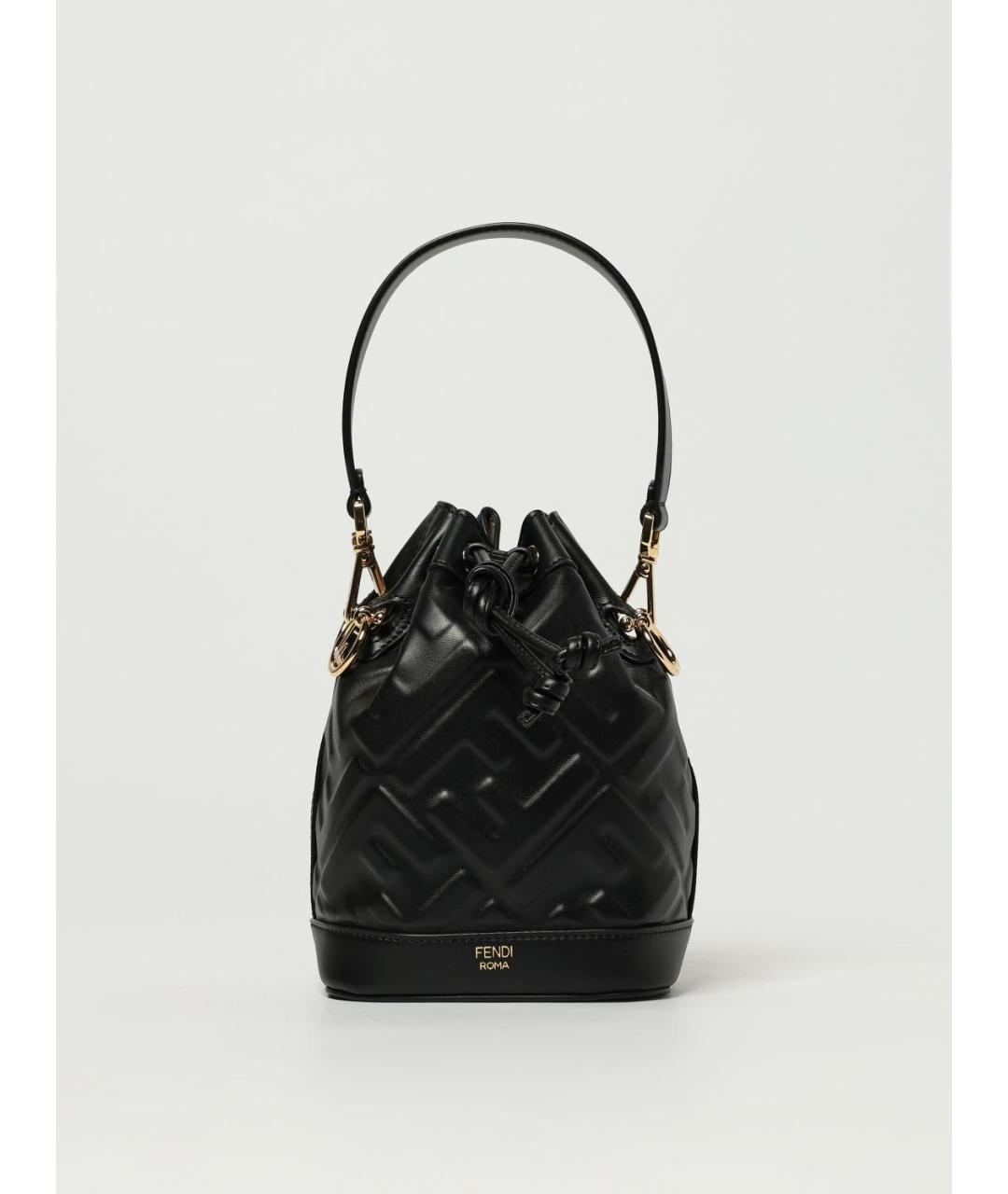 FENDI Черная кожаная сумка с короткими ручками, фото 6
