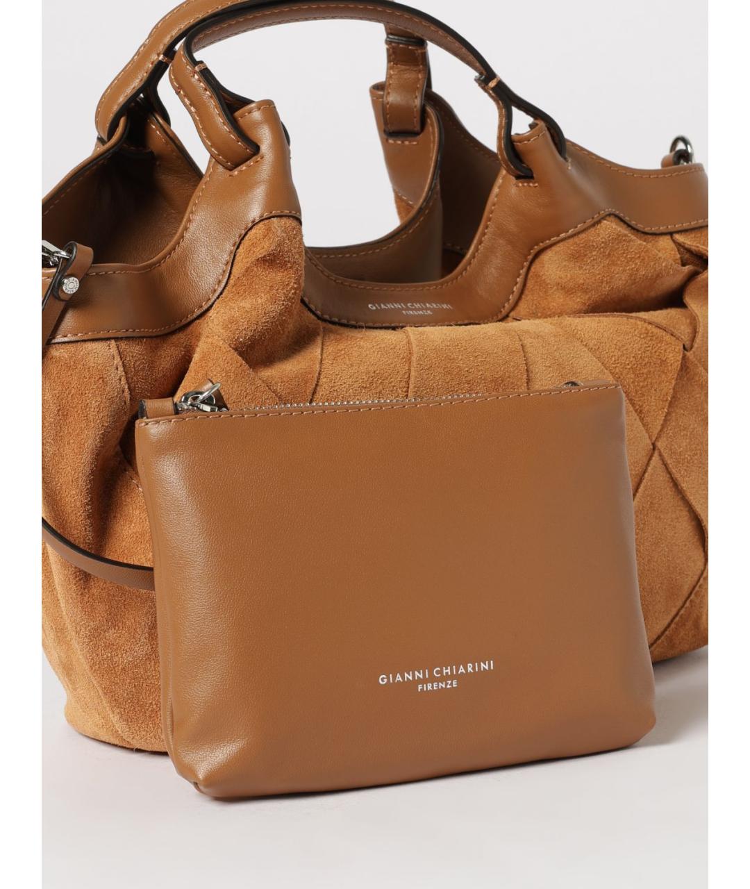 Gianni Chiarini Коричневая замшевая сумка тоут, фото 3