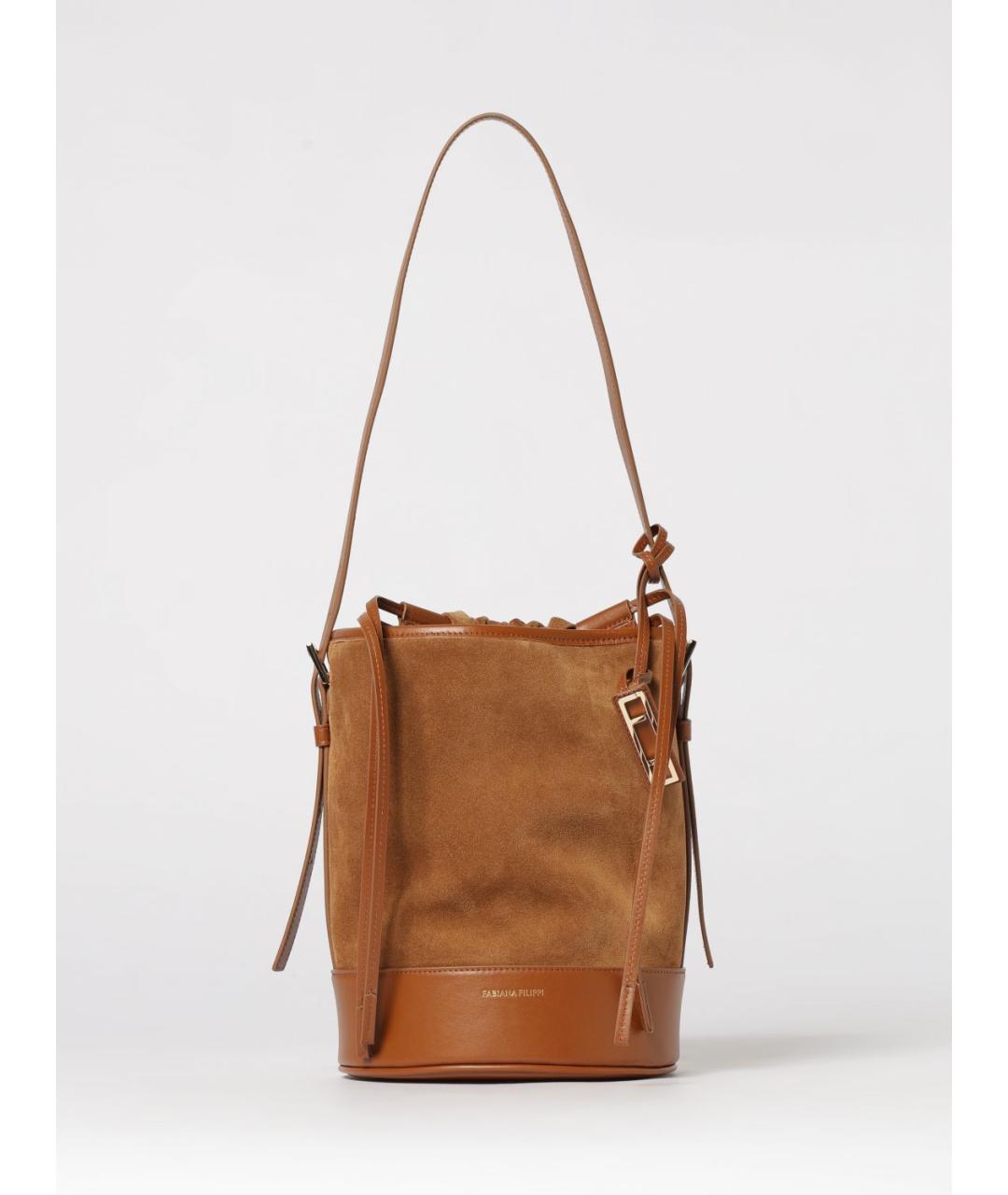 FABIANA FILIPPI Коричневая замшевая сумка через плечо, фото 4