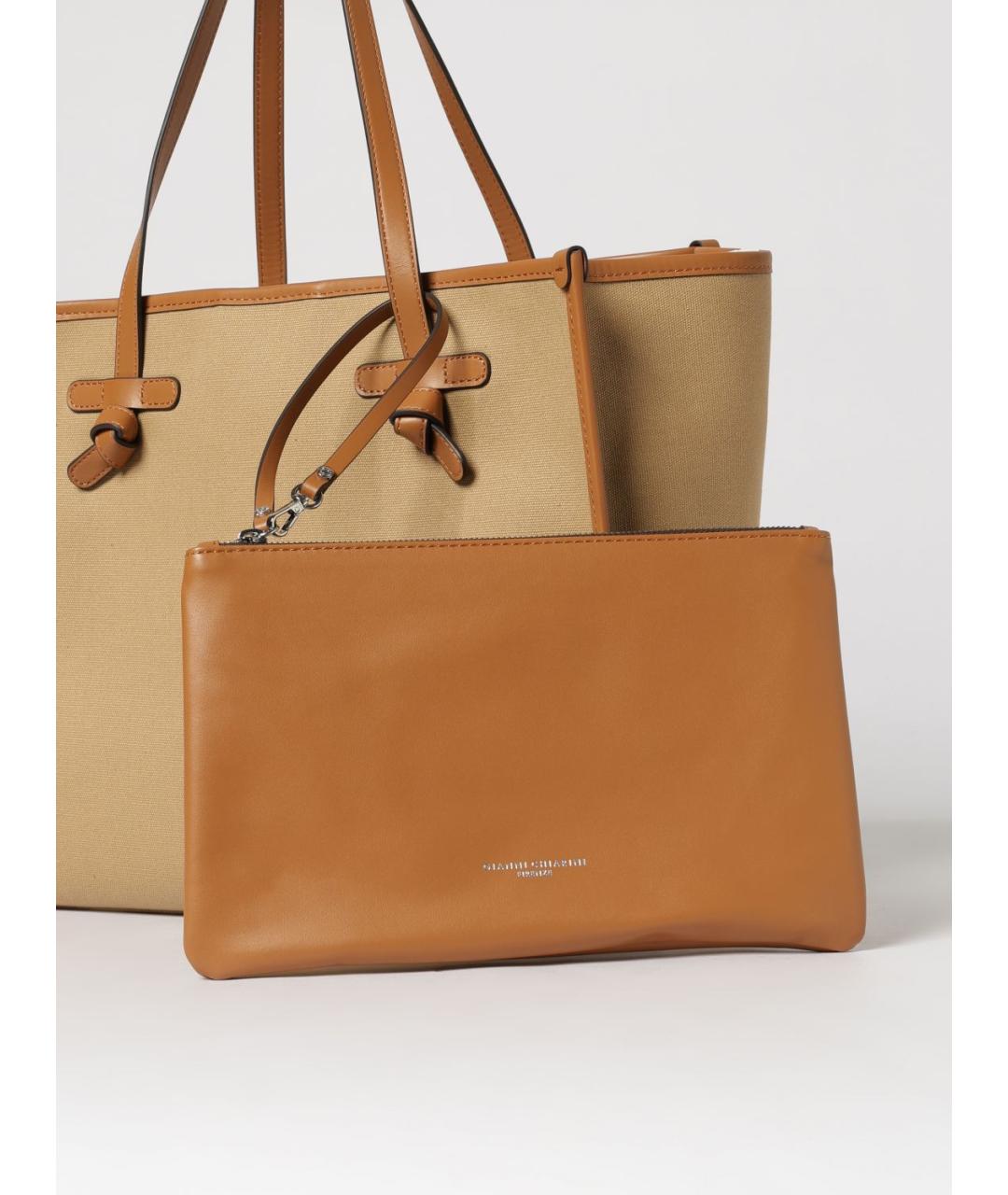 Gianni Chiarini Бежевая тканевая сумка тоут, фото 3
