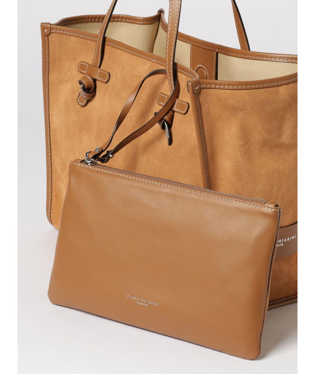 Gianni Chiarini Коричневая кожаная сумка тоут, фото 3