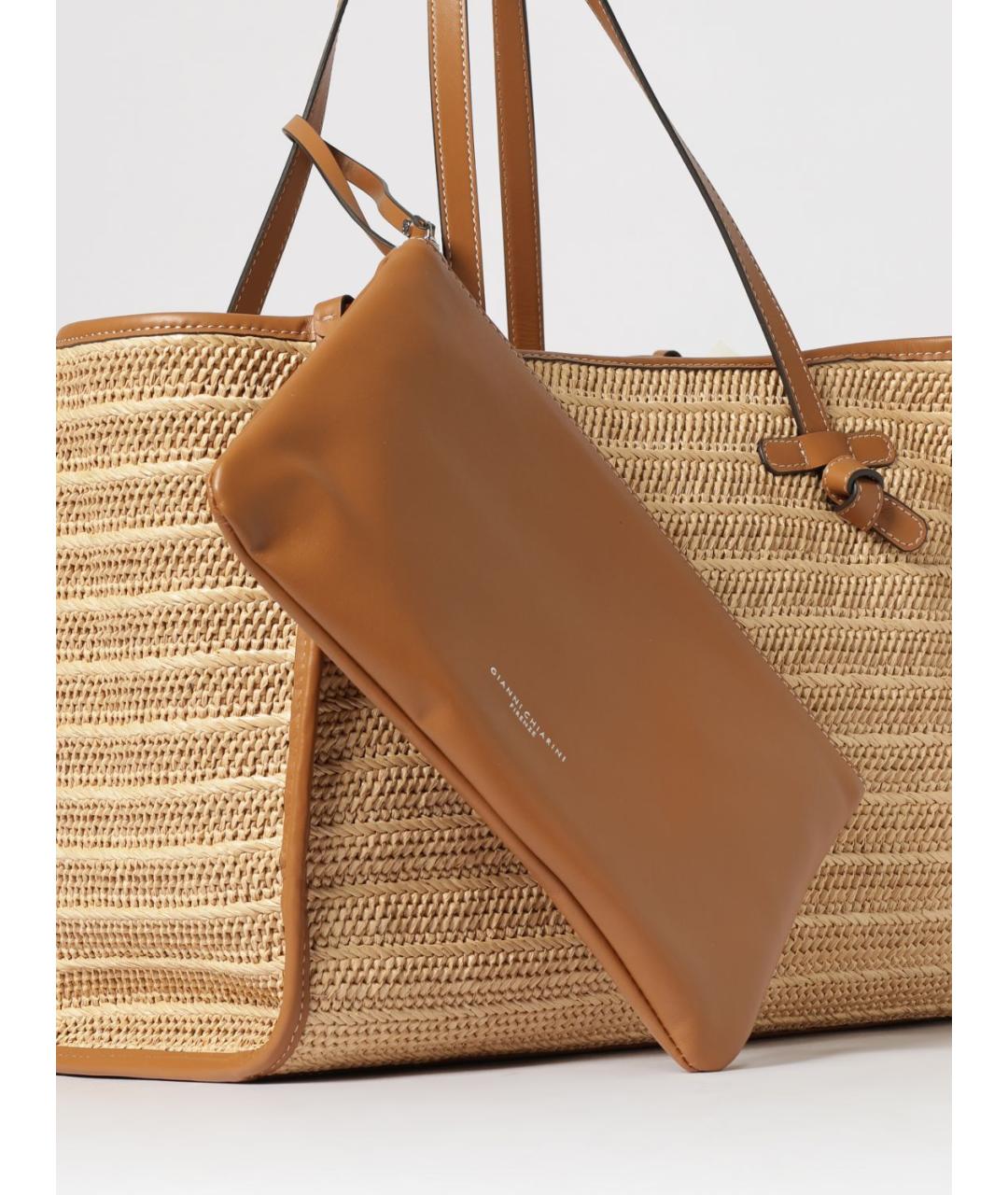 Gianni Chiarini Бежевая пелетеная сумка тоут, фото 3