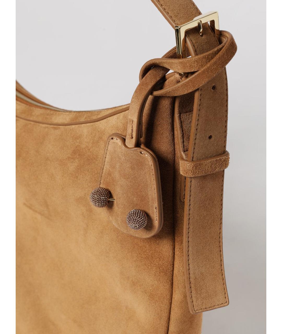 FABIANA FILIPPI Коричневая замшевая сумка через плечо, фото 3