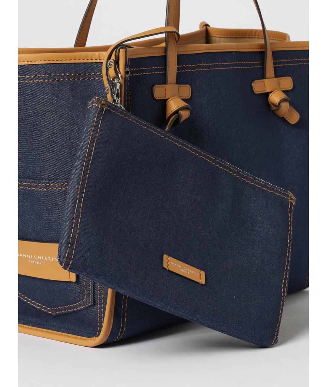 Gianni Chiarini Синяя тканевая сумка тоут, фото 3