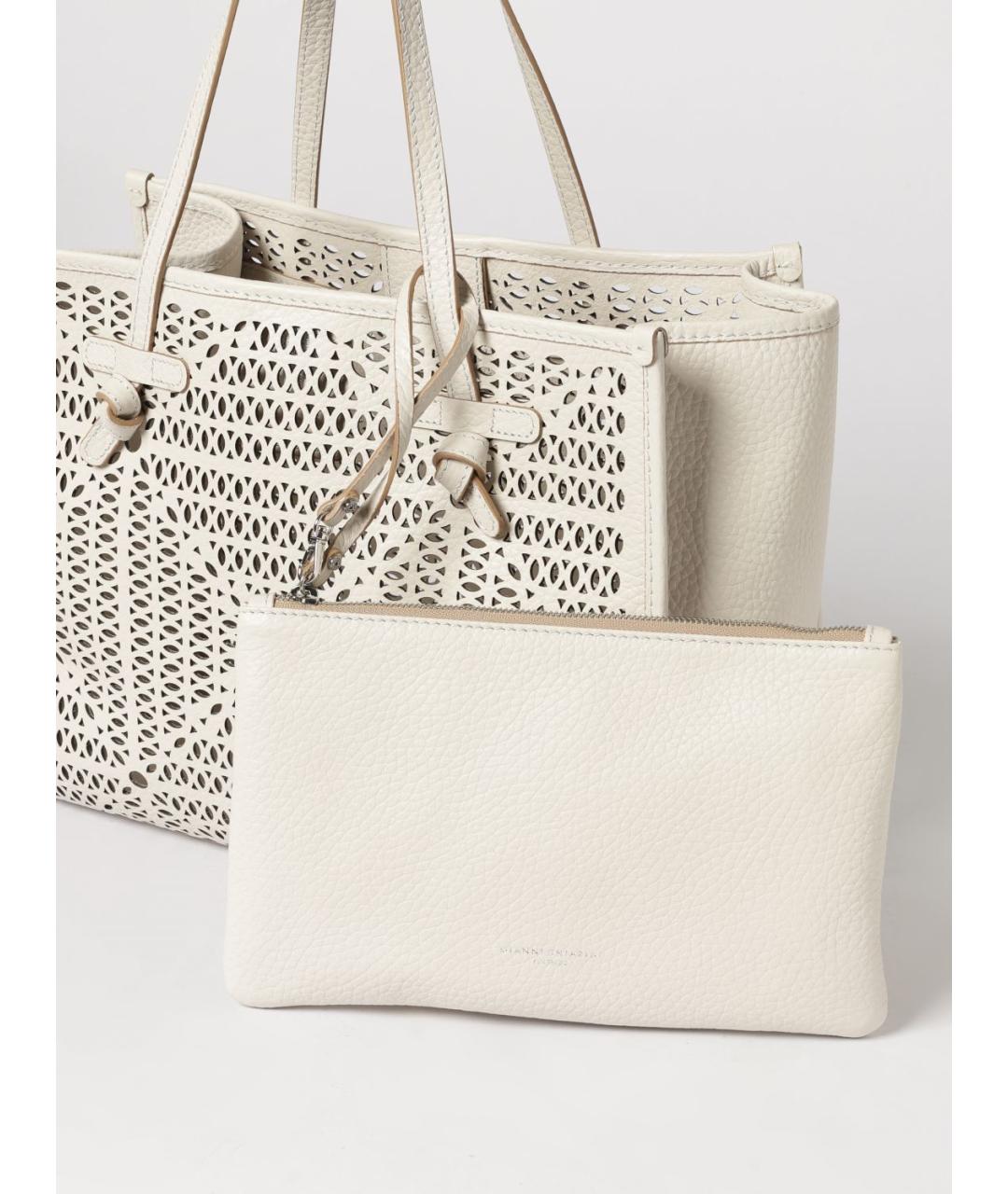 Gianni Chiarini Бежевая кожаная сумка тоут, фото 3