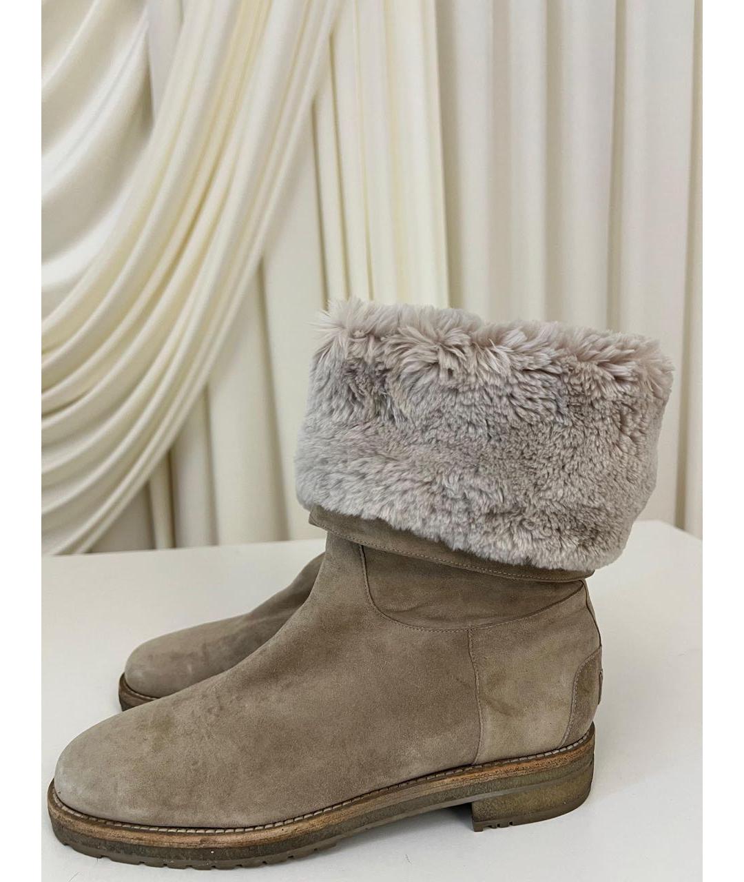 LORO PIANA Бежевые замшевые ботинки, фото 6