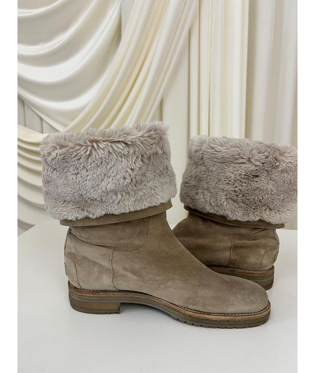 LORO PIANA Бежевые замшевые ботинки, фото 2