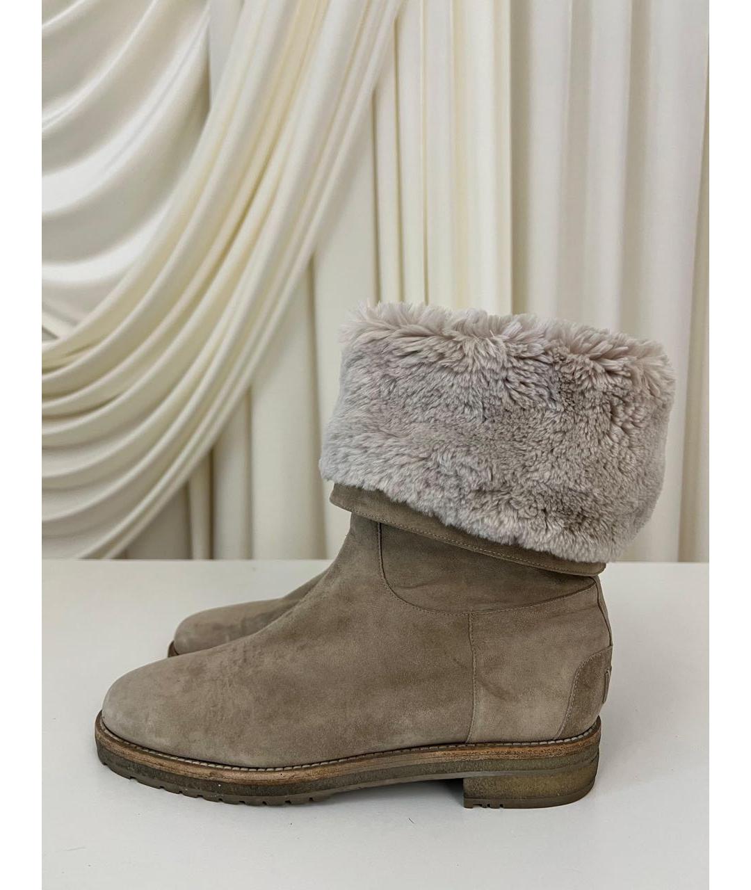 LORO PIANA Бежевые замшевые ботинки, фото 7