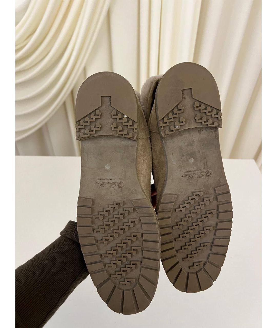 LORO PIANA Бежевые замшевые ботинки, фото 4