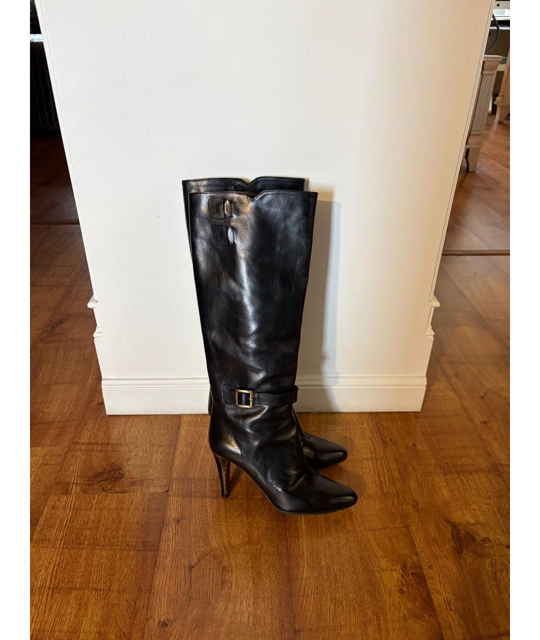 JIMMY CHOO Черные кожаные сапоги, фото 9
