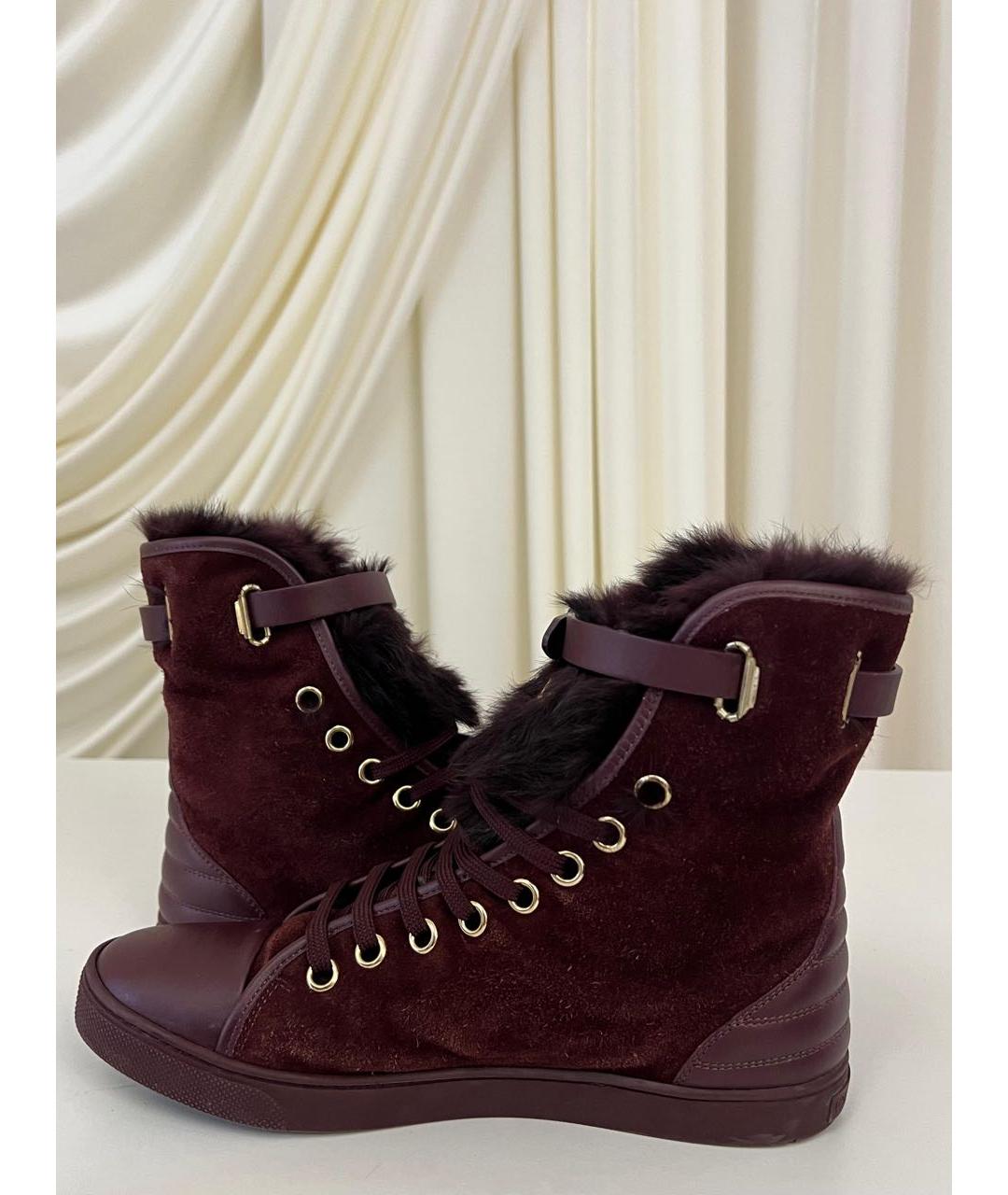 LOUIS VUITTON Бордовые замшевые ботинки, фото 6