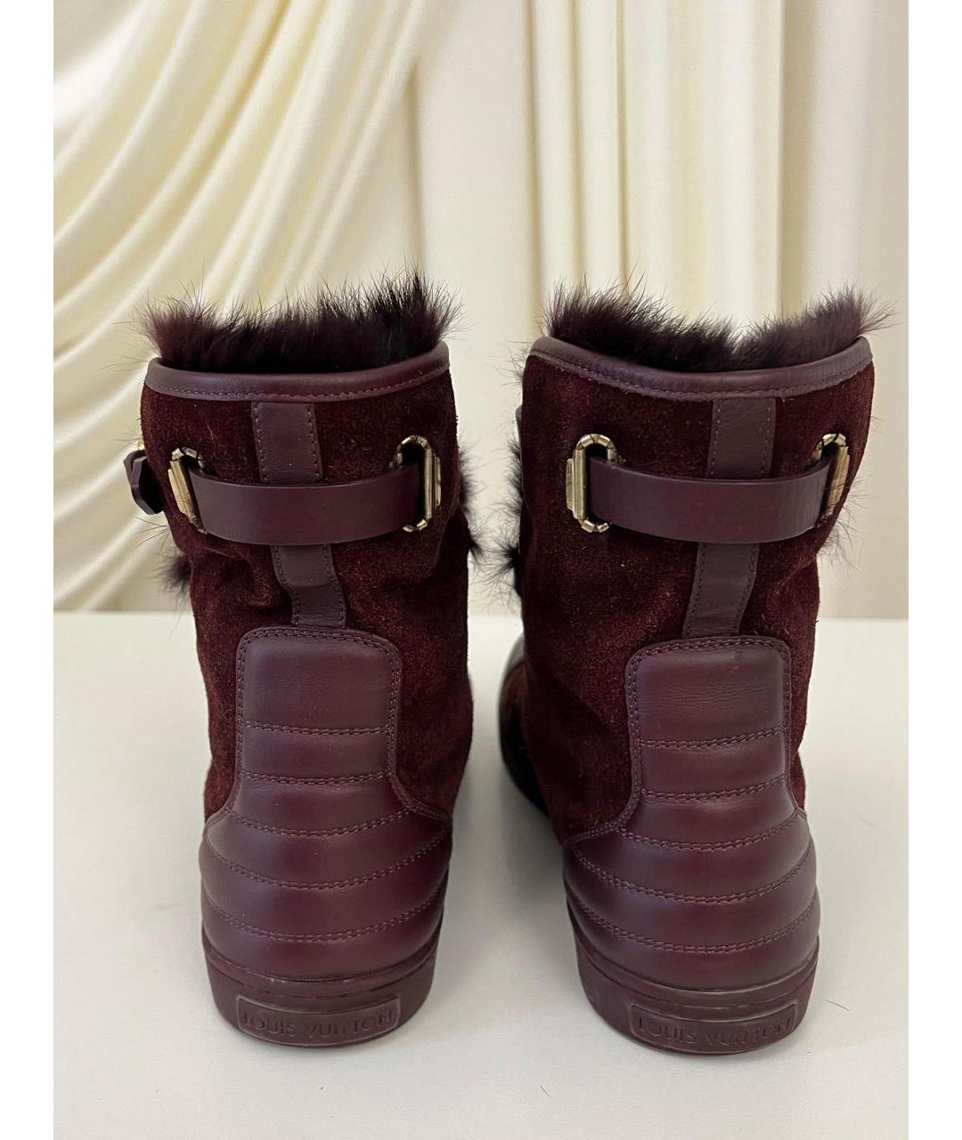 LOUIS VUITTON Бордовые замшевые ботинки, фото 3