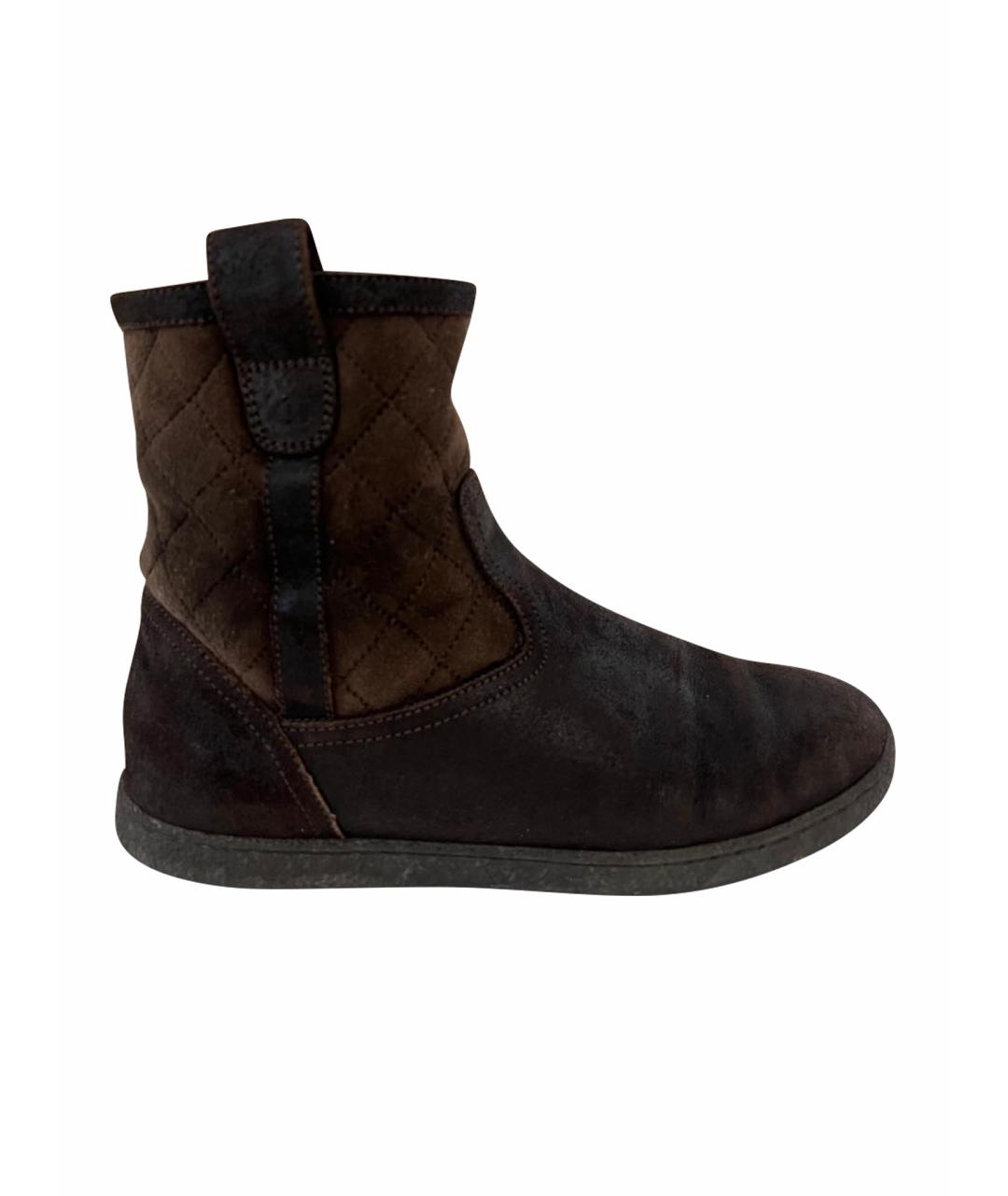 CHANEL Коричневые замшевые ботильоны, фото 1