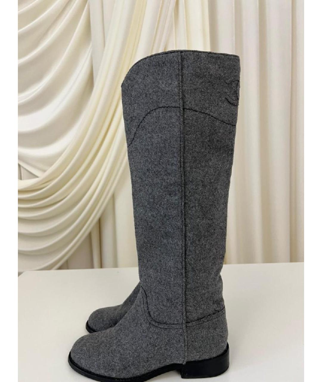 CHANEL Серые сапоги, фото 3