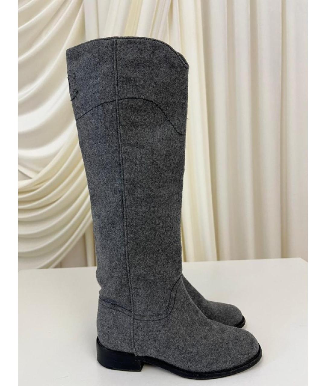 CHANEL Серые сапоги, фото 10