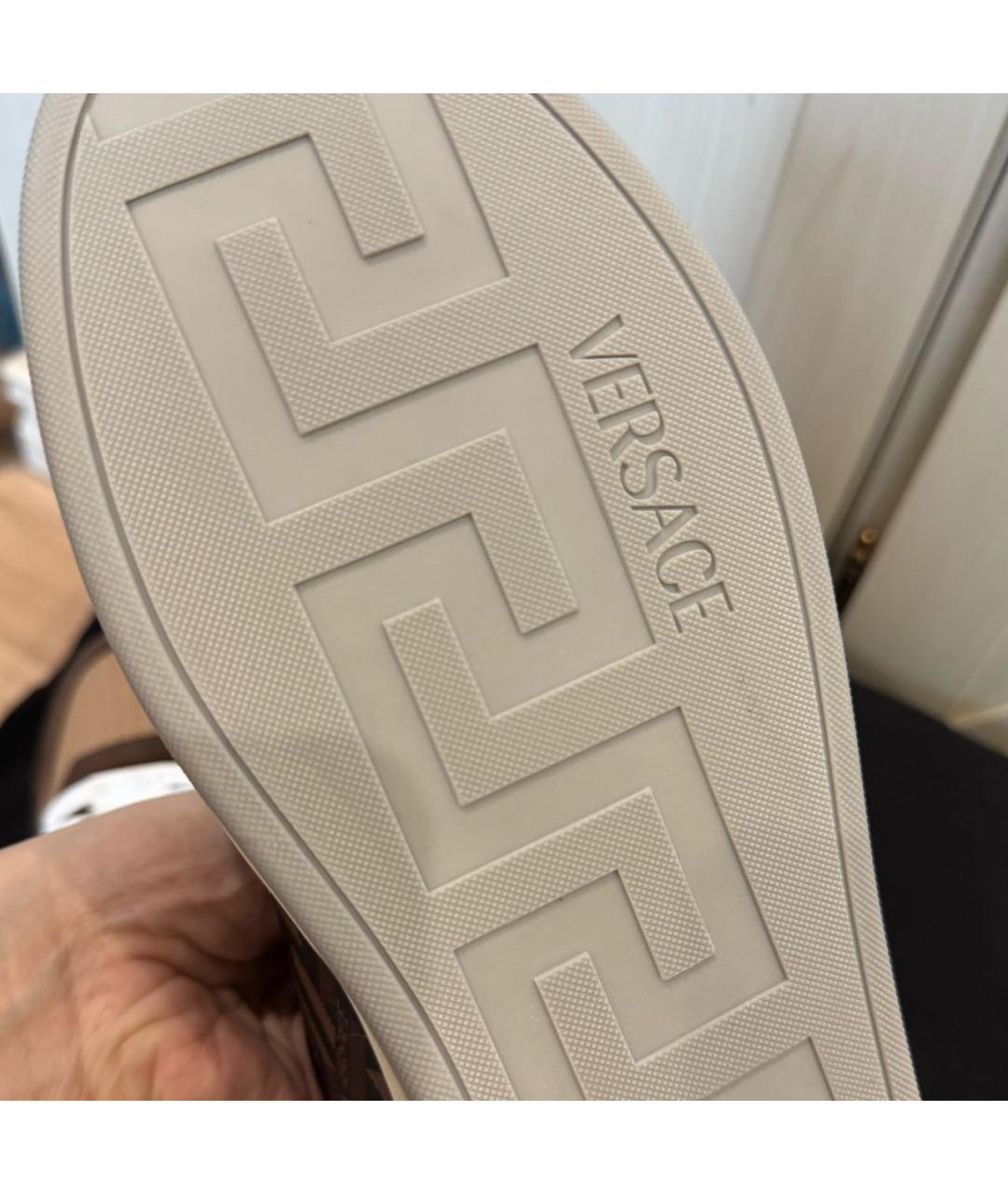 VERSACE Коричневые кожаные кеды, фото 4