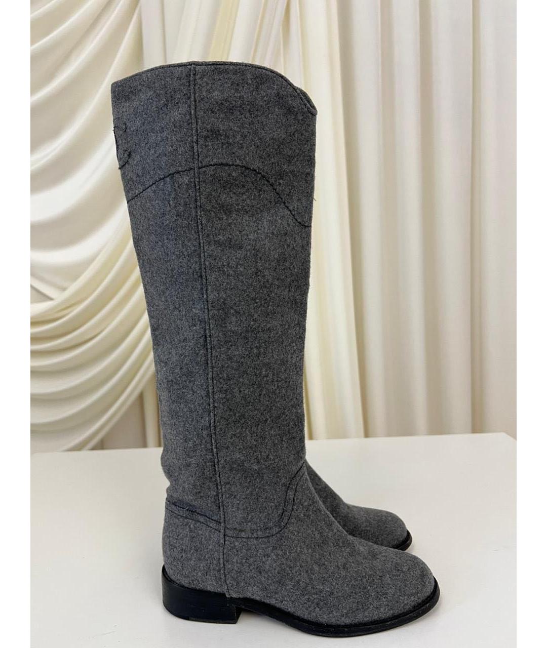 CHANEL Антрацитовые сапоги, фото 9
