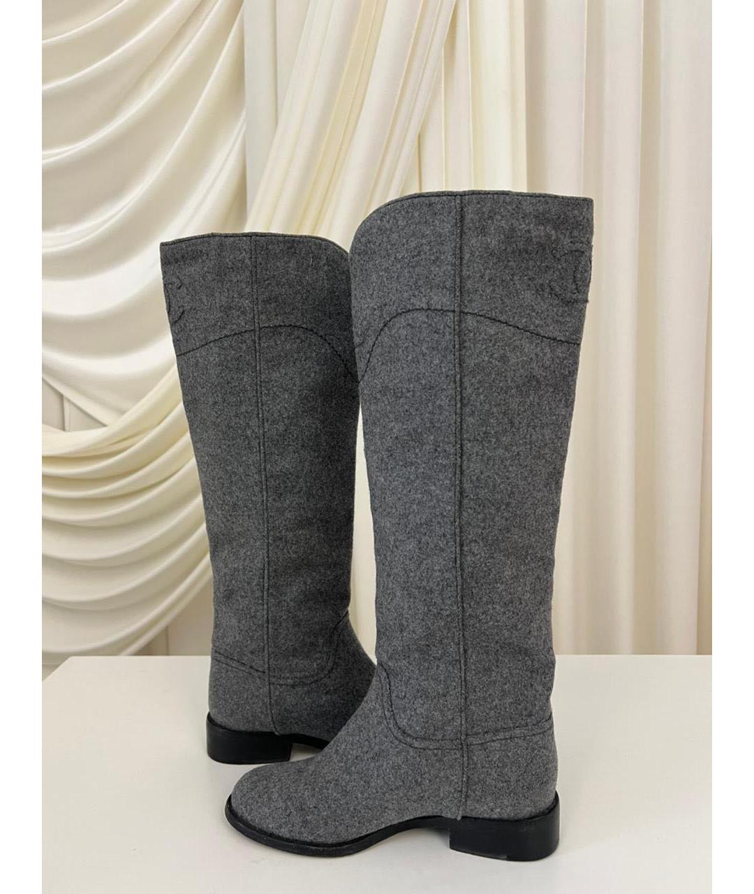 CHANEL Антрацитовые сапоги, фото 6