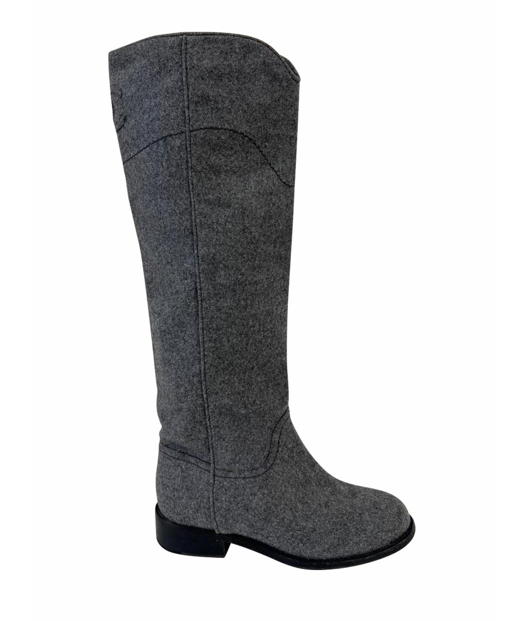 CHANEL Антрацитовые сапоги, фото 1