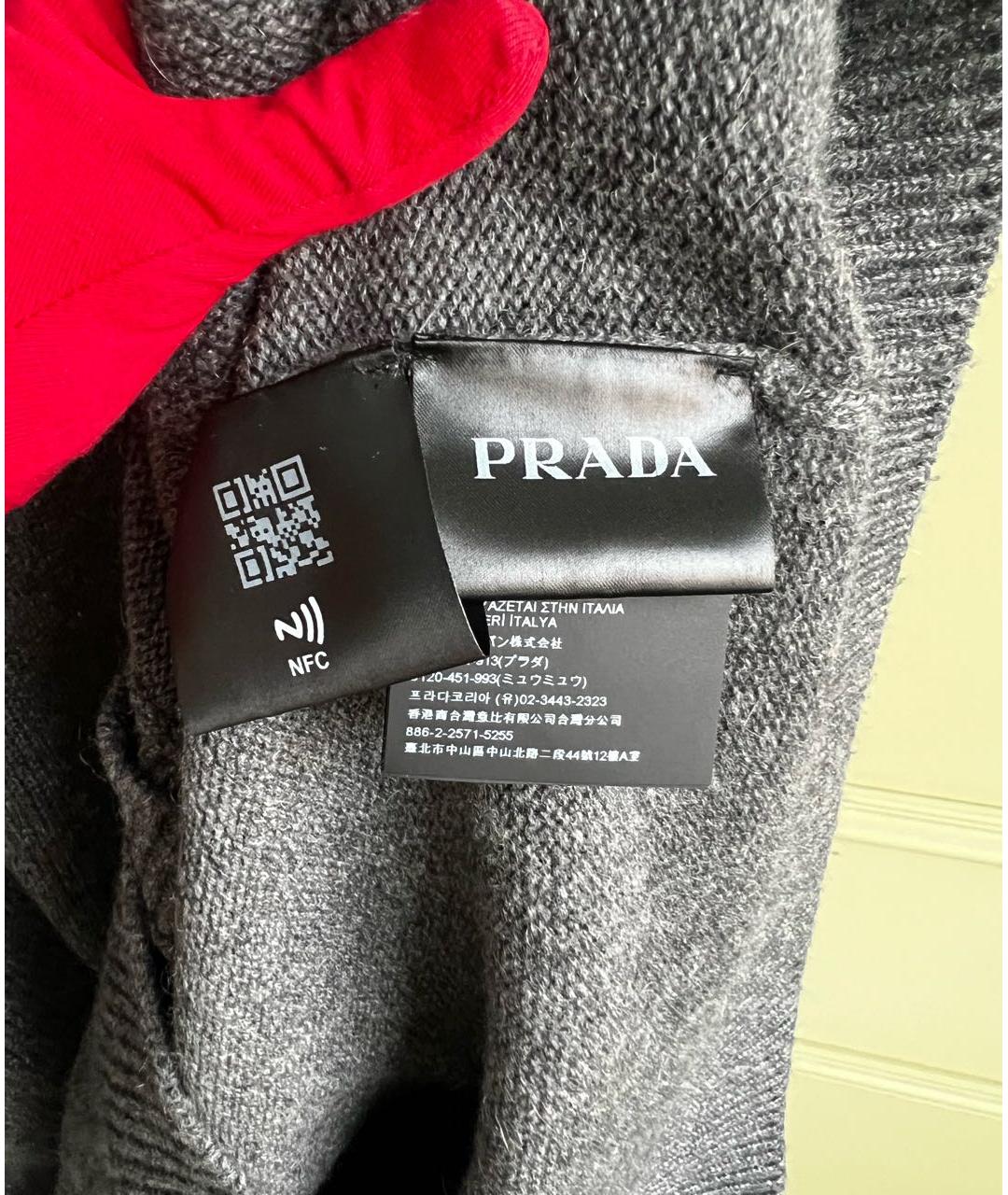 PRADA Серый кашемировый кардиган, фото 7