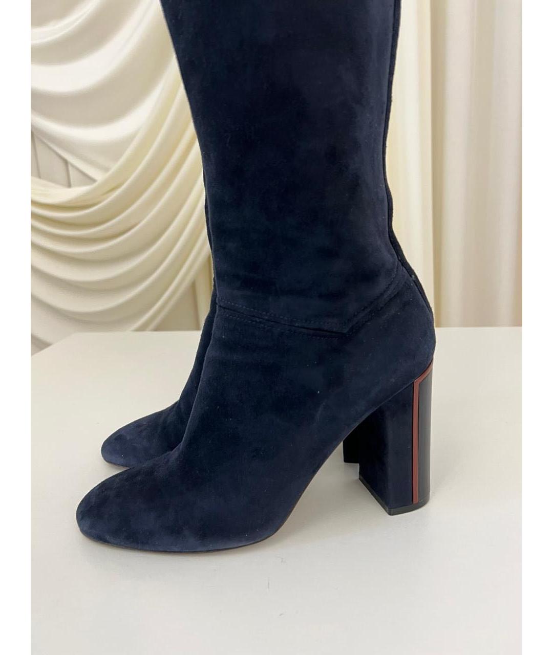 LORO PIANA Темно-синие замшевые ботфорты, фото 5