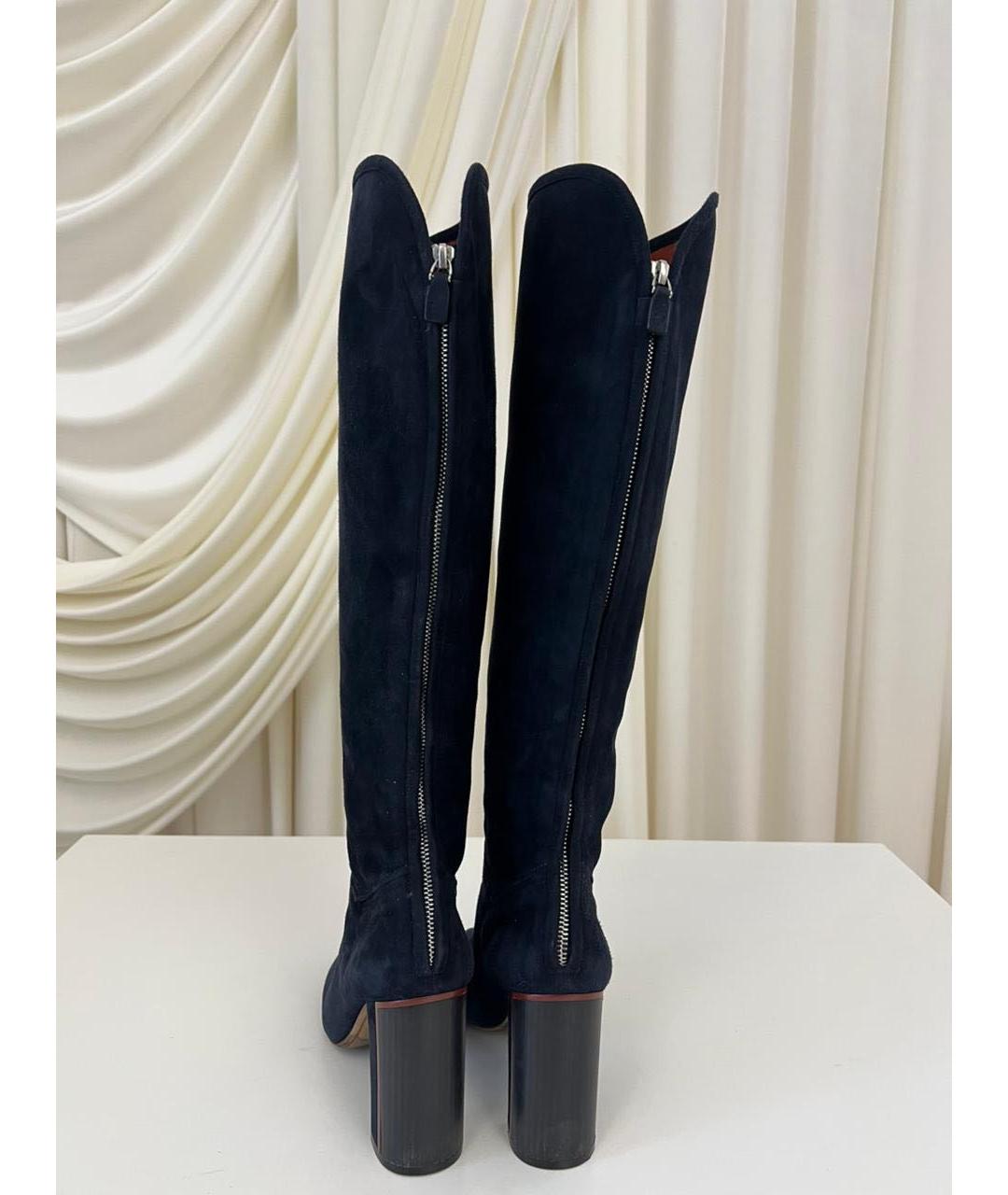 LORO PIANA Темно-синие замшевые ботфорты, фото 7