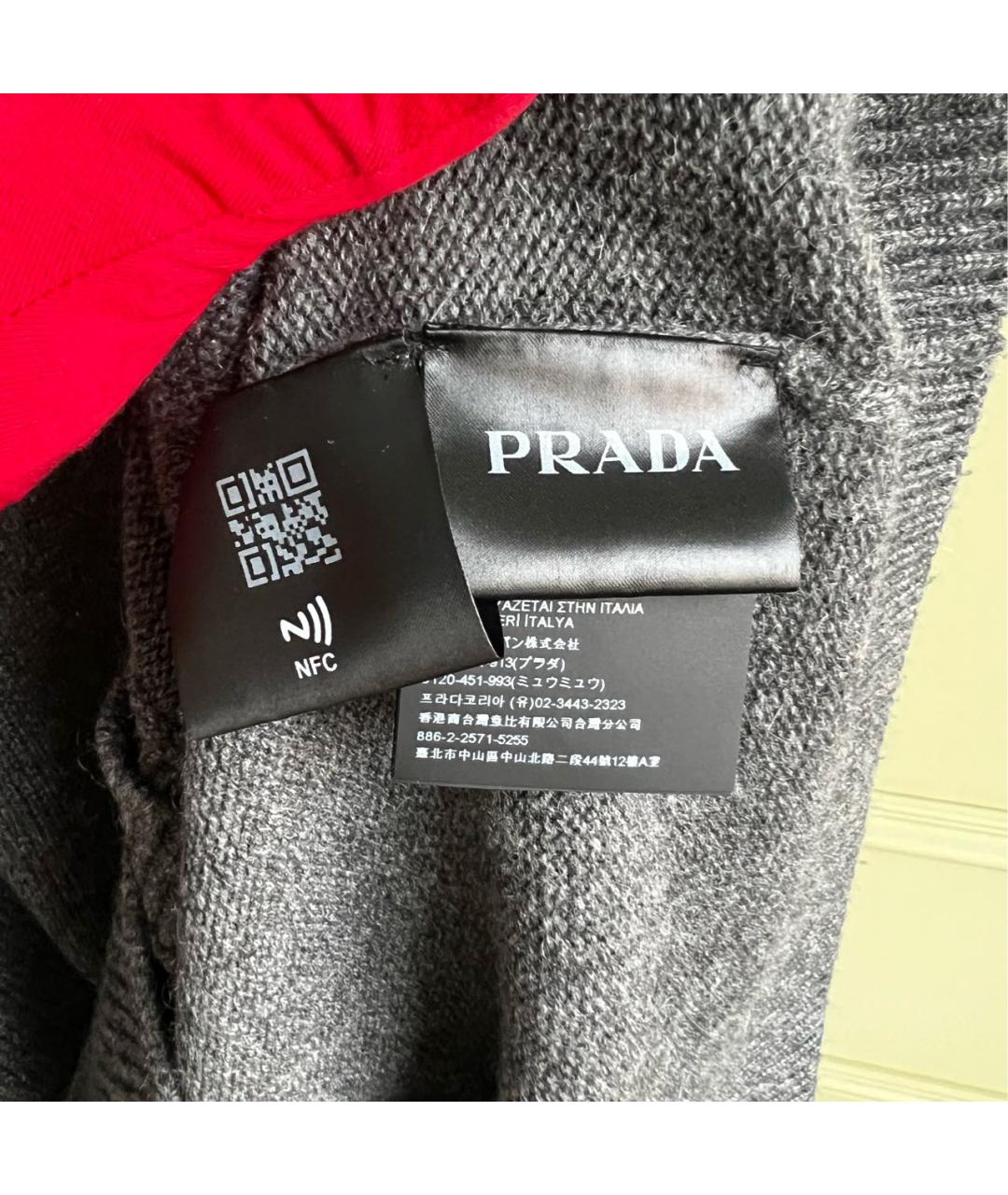 PRADA Серый кашемировый кардиган, фото 7