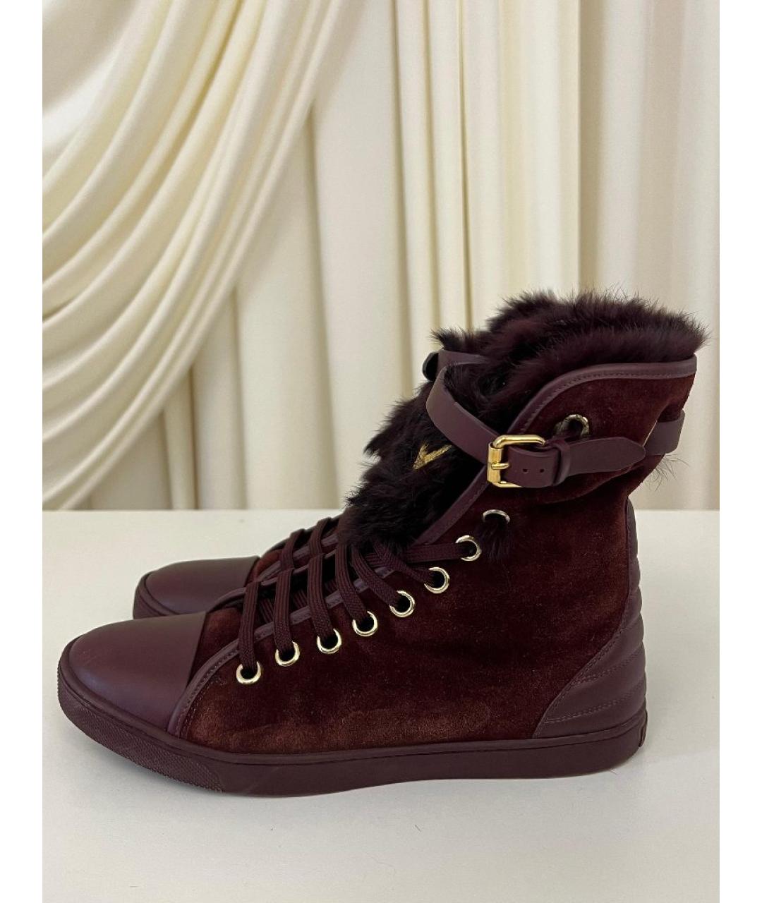 LOUIS VUITTON Бордовые ботинки, фото 3