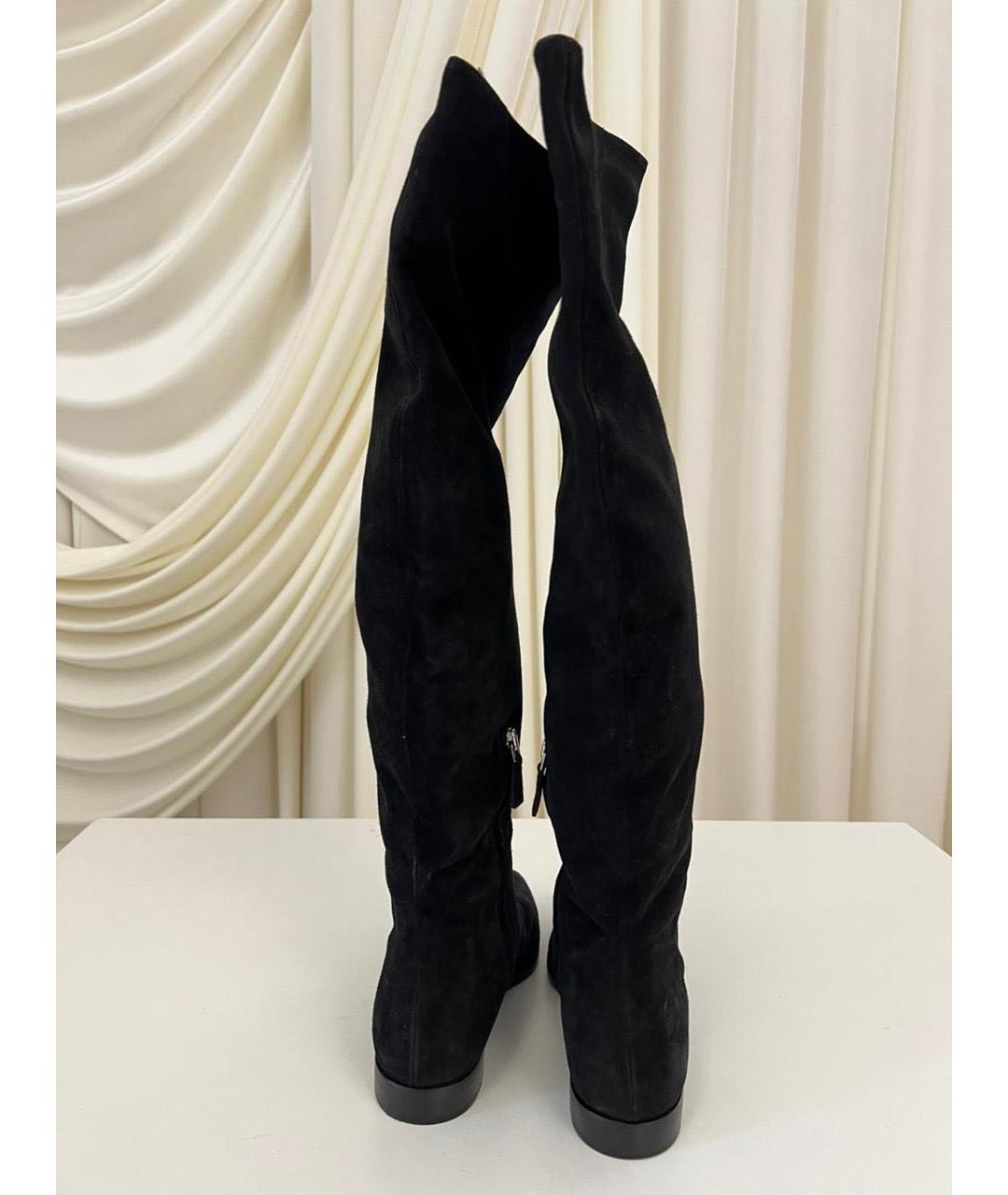 PRADA Черные замшевые сапоги, фото 3