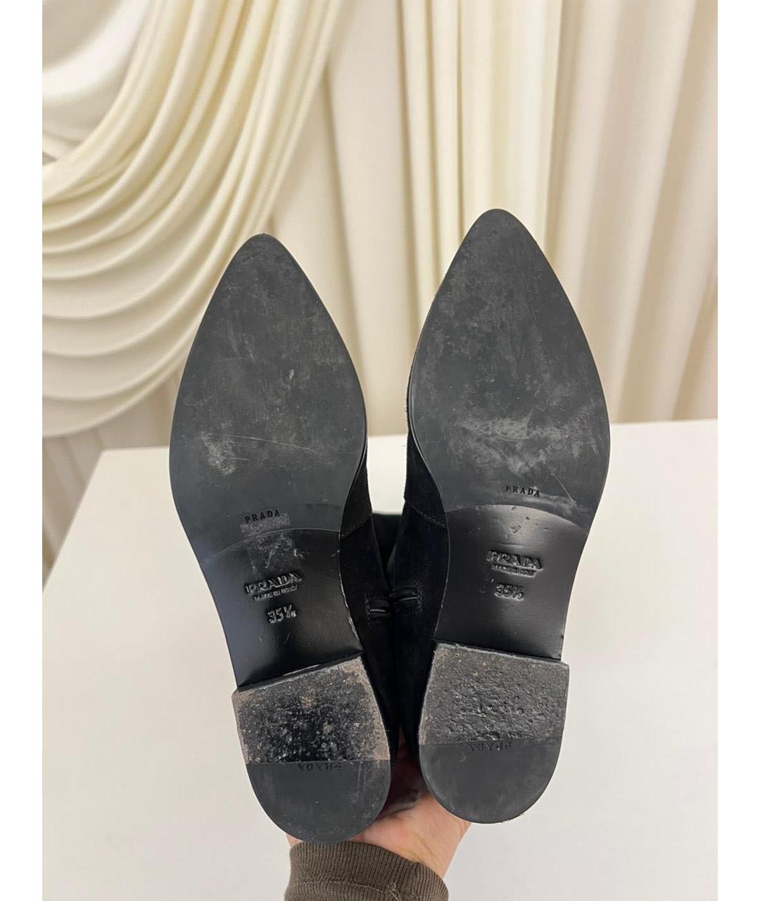 PRADA Черные замшевые сапоги, фото 8