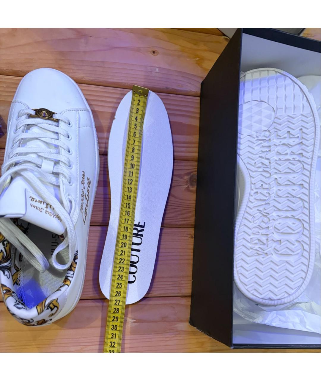 VERSACE JEANS COUTURE Белые кожаные низкие кроссовки / кеды, фото 4