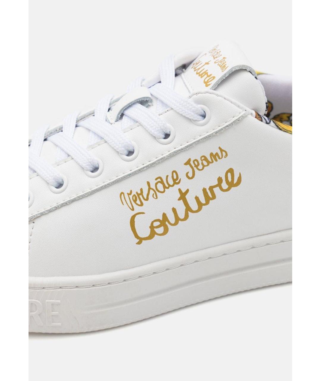 VERSACE JEANS COUTURE Белые кожаные низкие кроссовки / кеды, фото 7
